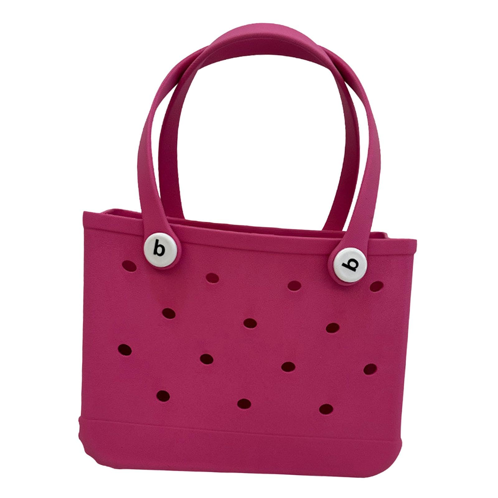 Beach Tote Bag with Holes Easy to Clean Beach Basket Bag for Women Girl Boat Rose Red