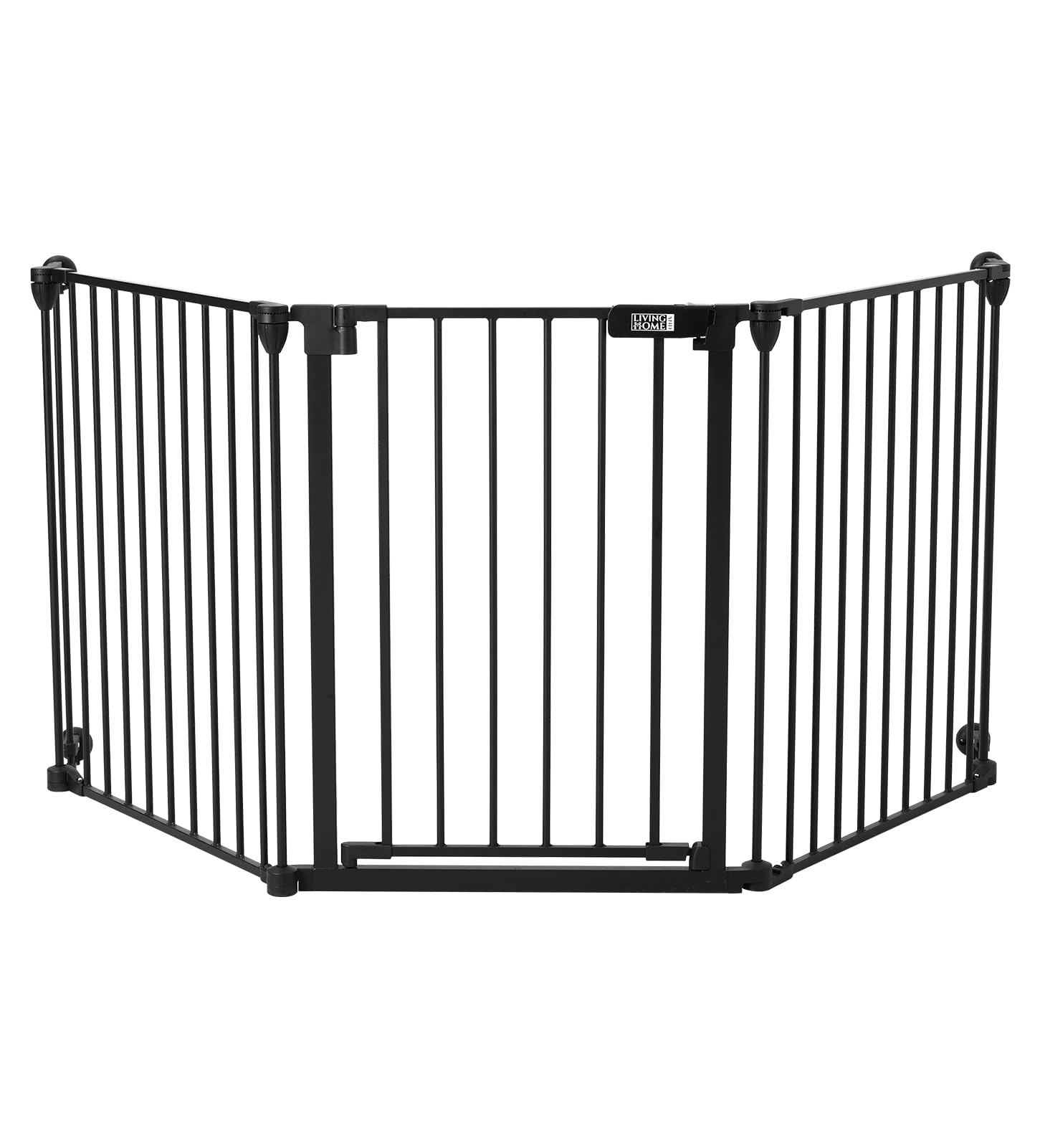 Fellie Foldable Dog & Child Safety Barrier, 180CM Automatic Closing Metal Gate, Fire Guard Playpen, Black