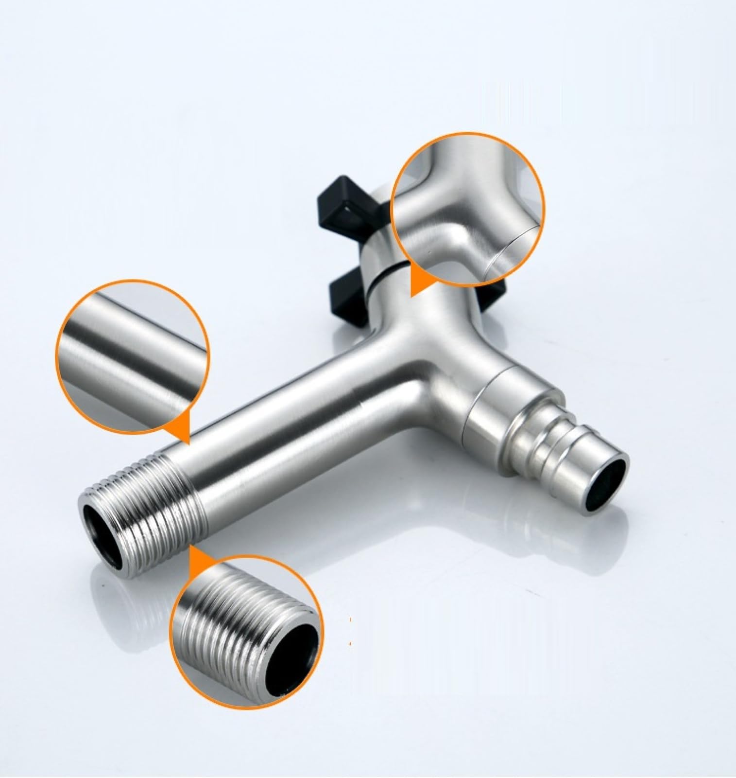 Rubinetto Per Lavatrice In Acciaio Inox 304 – Grigio Opaco, Singolo 1/2 Pollice, Apertura Rapida, Beccuccio Corto, Per Lavatrice E Mop