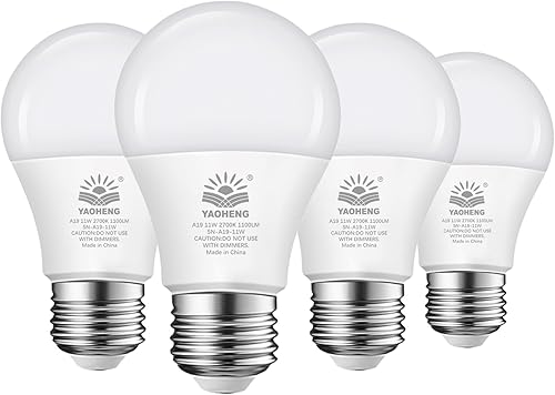 YAOHENG Bombilla LED A19, bombillas LED de 9 W (equivalente a 60 W), base estándar E26, blanco cálido 2700 K, 800 lúmenes, no regulable, bombillas