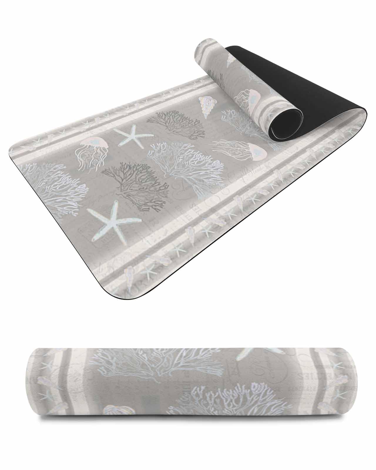 Debedcor Heat Proof Table Pads Waterproof Decorative, Gray Coastal Coral Non-Slip Table Countertop Protector, Summer Vintage Nautical Insulation Mat for Dining Room, 48 x 12 Inches