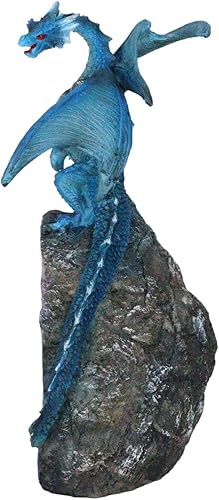 Miniatura 4 de Ebros Gift Fantasía Meteorito iridiscente Dragón Azul Guardando Cuarzo Púrpura Geoda Imitación Caverna Rock Figurita Colección Mediana Calabozos