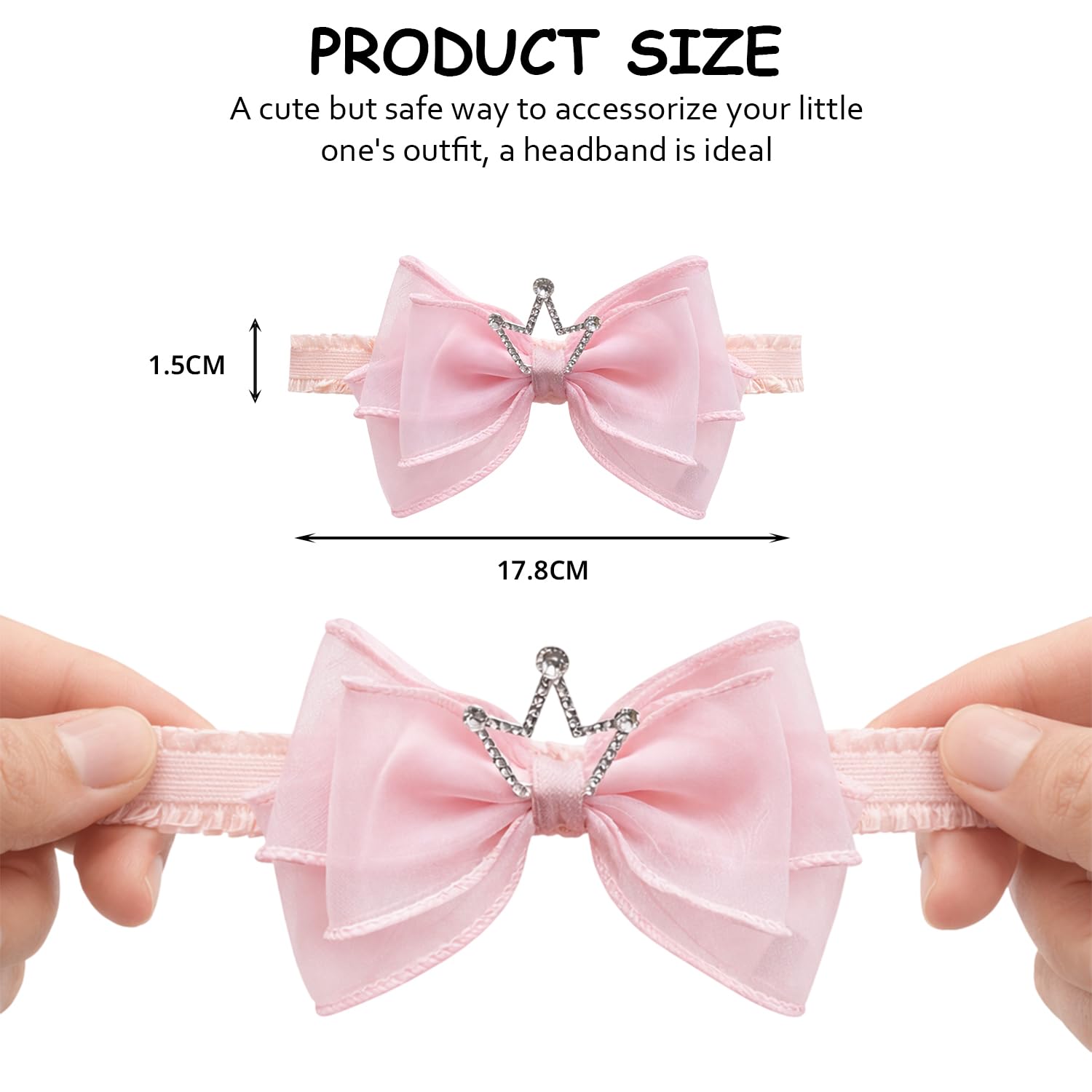 SYGA 3 Pcs Baby Girl Headband Soft Flower Bow Strechable Hairband Suitable For Newborns, Infants, Toddlers And Kids 0-3 Years(Color - 1001), Pink 2