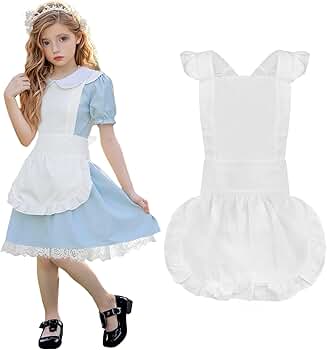 ワンピース papier Apron/white Ruffles Retro White Cooking Apron, Adjustable Victorian Maid