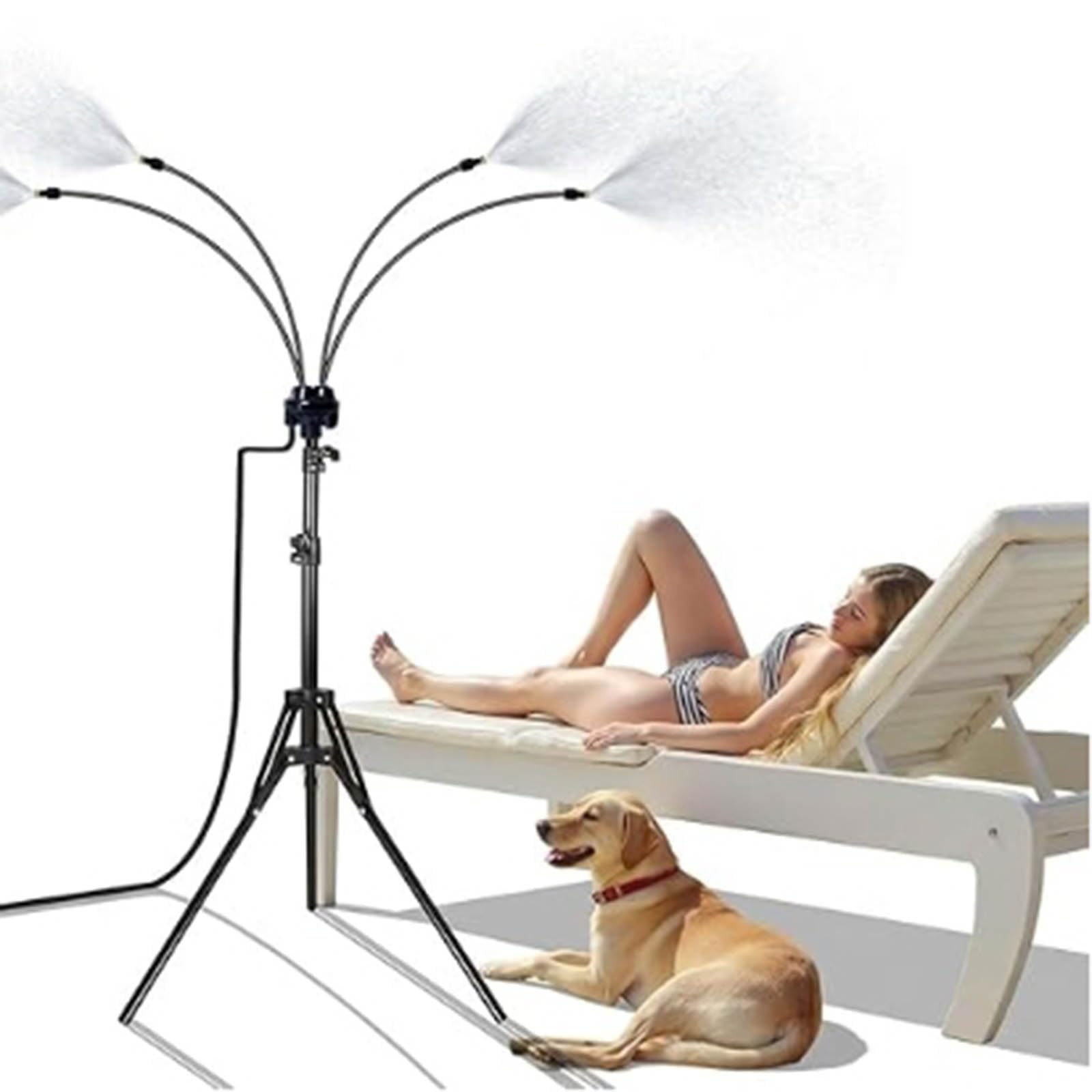 Brumisateurs Debout Pour Terrasse Extérieure,hauteur réglable,brumisateur exterieur sur pied pour refroidissement extérieur,brumisateur d'eau portable avec une ligne de brumisation ，1 Kit
