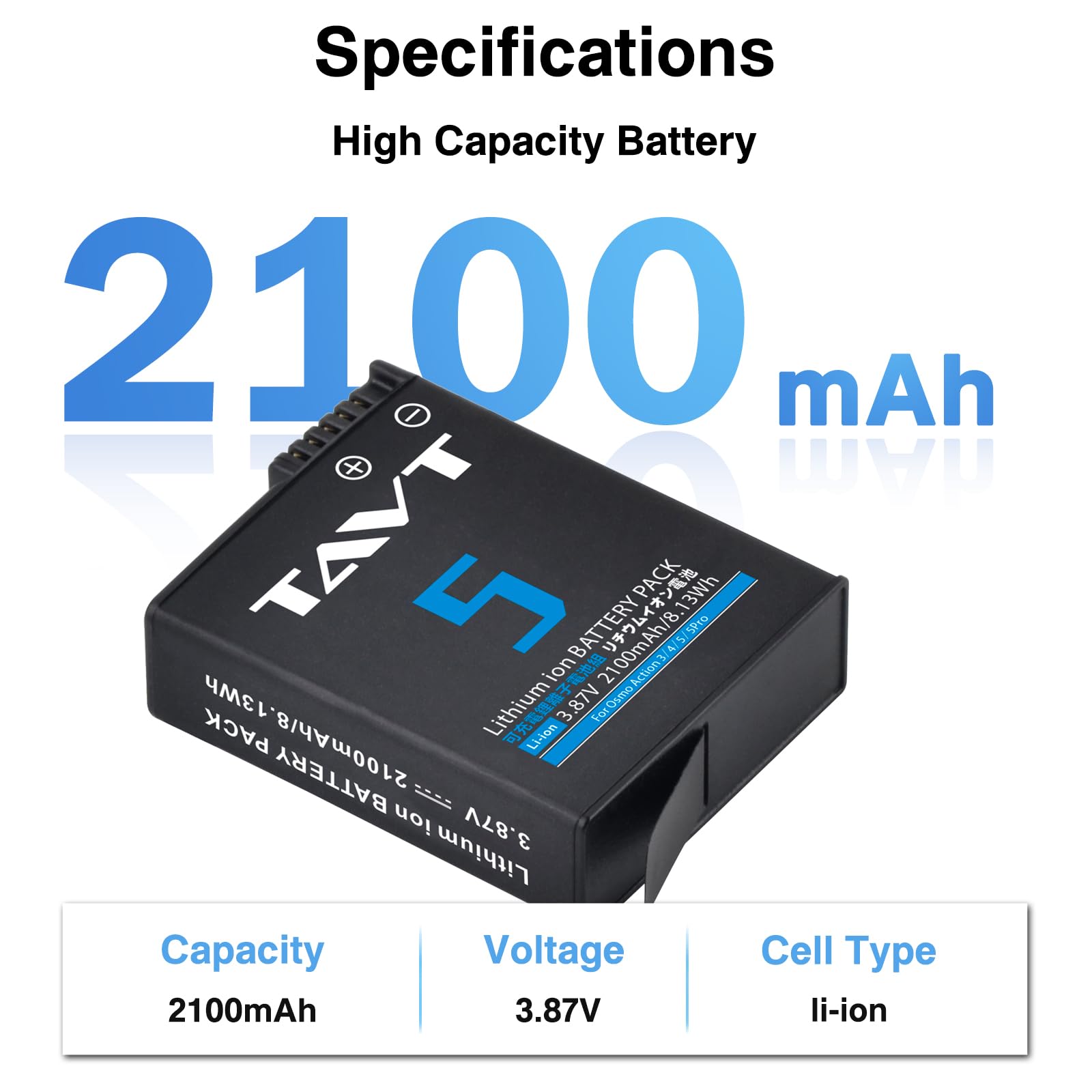 2X 2100mAh Akku und Ladegerät für DJI Osmo Action 5 Pro/4/6/360, Osmo Action 5 Pro,Osmo Action 4, Osmo 360, Osmo Action 6