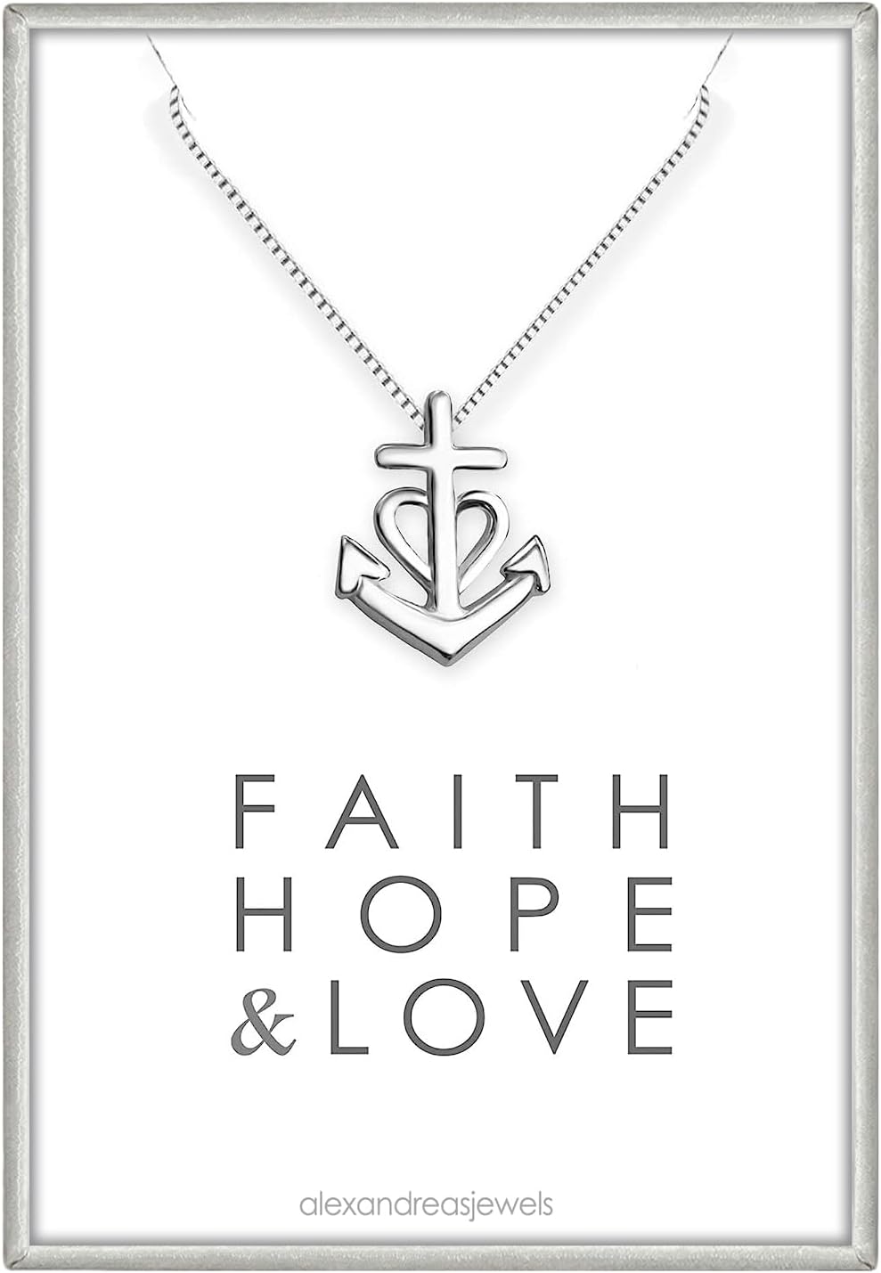 Tiny and Dainty Sterling Silver Faith Hope and Charity Necklace, Camargue Cross, Baptism Gift for Teens, Goddaughter Gift, Confirmation Necklace