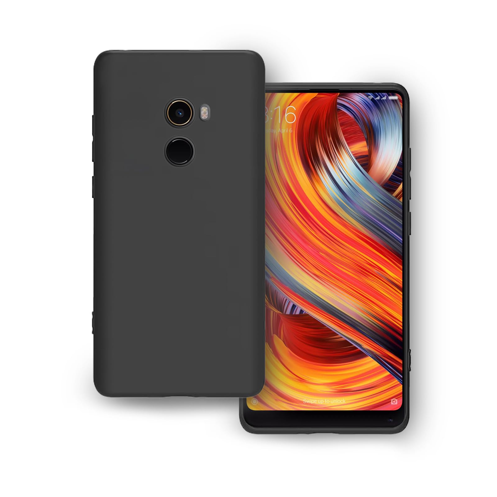 Protection Matte Finished Back Cover Case for Xiaomi Mi Mix 2 | Rubberized TPU | Slim Thin Soft Flexible Touch Shockproof - Black
