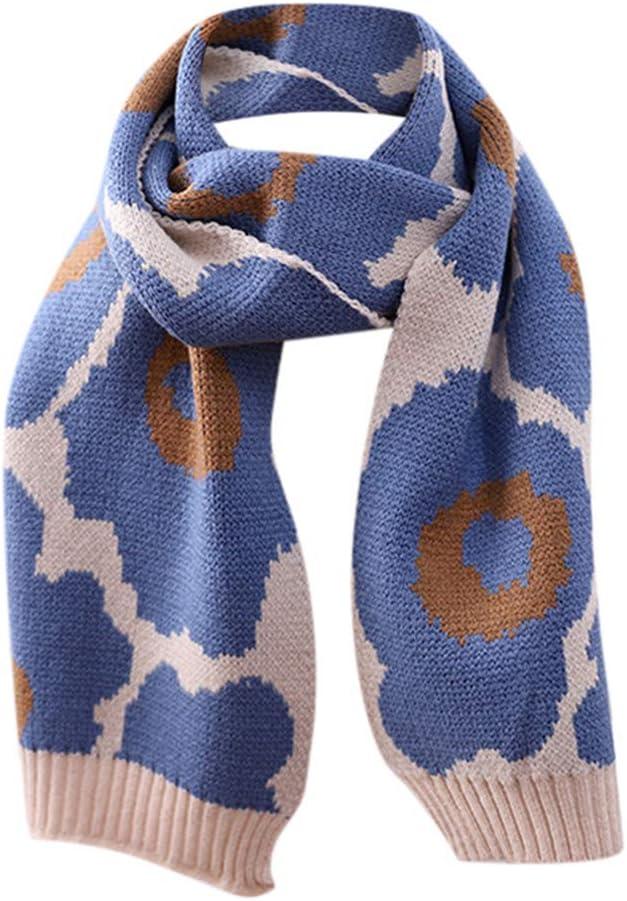 Scarf Winter Warm, Soft, Winter Scarf Circle Smudge Leopard Knit Crocheted Warm Scarves Classic Design
