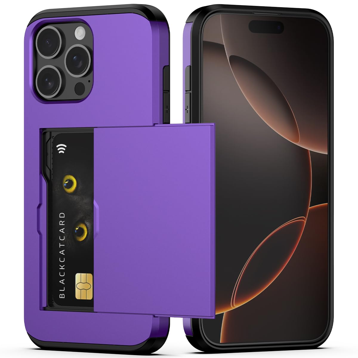 Nvollnoe Compatible with iPhone 16 Pro Max Case with Card Holder Dual Layer Heavy Duty Protective Shockproof Hidden Card Slot Slim Wallet Phone Cover