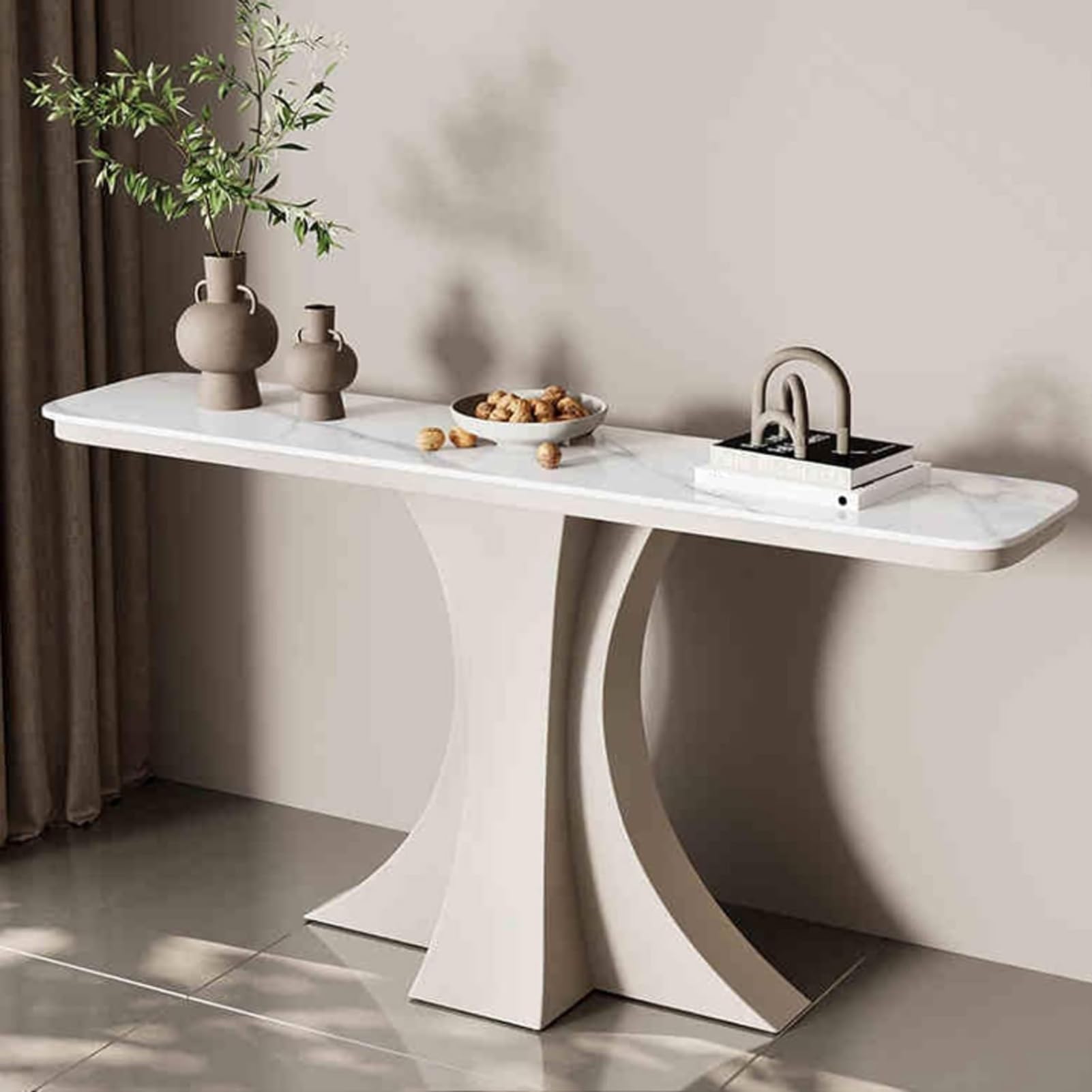 MESCXTY Narrow Console Table, Modern Entryway Sofa with Sturdy Metal Base for Living Room, Hallway, Entrance(White,80cm/31.5in)