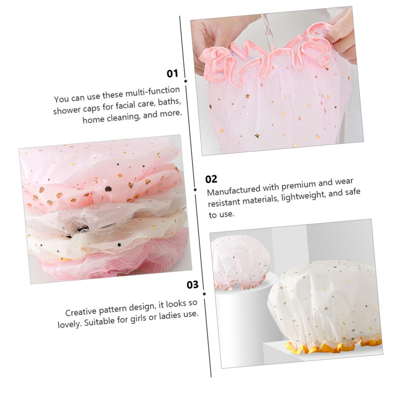 FRCOLOR 15stücke Teiliges Wasserdichter Duschhauben Für Doppellagige Elastische Badekappen Pastellfarben Für Spa Und