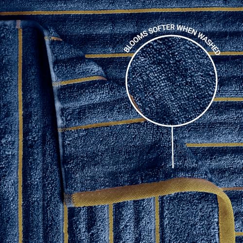 Image of Spaces Hand Towels | 100% Cotton | Spa & Gym Towel | Highly Absorbent & Ultra Soft | 2 Piece Set | Premium Hand Towel | 40 x 60 cm | Estate Blue /Fire