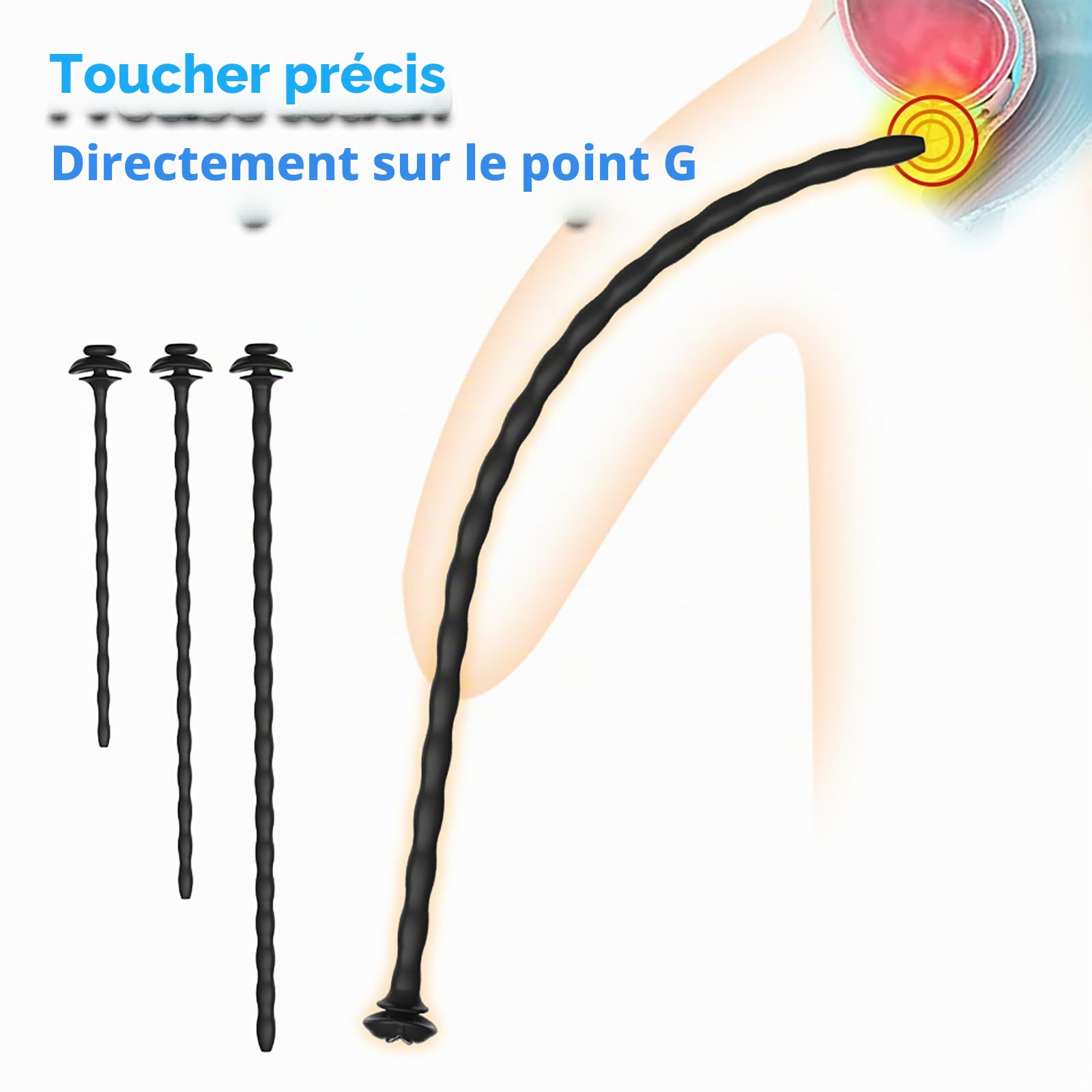 Plug pénien pour cage de chasteté Plug urétral creux Dilatateurs de cathéter en silicone Stimulateurs de prostate Jouets sexuels masculins (S)