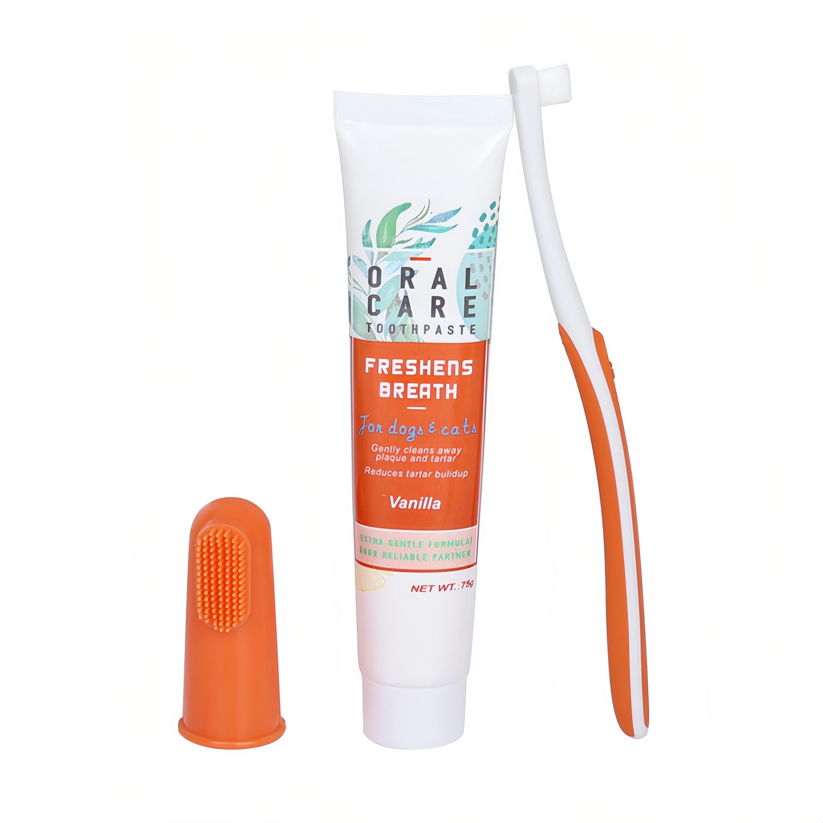 Set Higiene Dental para Perros,Cepillo Dientes Perro Set,Pasta de Dientes con Sabor a Carne y Cepillo de Dedos,Previene el Mal Aliento,Refresca el Aliento,Reduce la Placa y Sarro