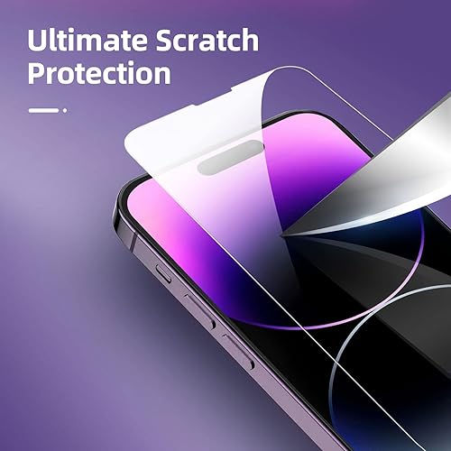 Miniatura 5 de NEW'C Paquete de 4, 2 protectores de pantalla para iPhone 14 Pro Max 6.7 pulgadas + 2 protectores de lente de cámara, protección de sensor, película