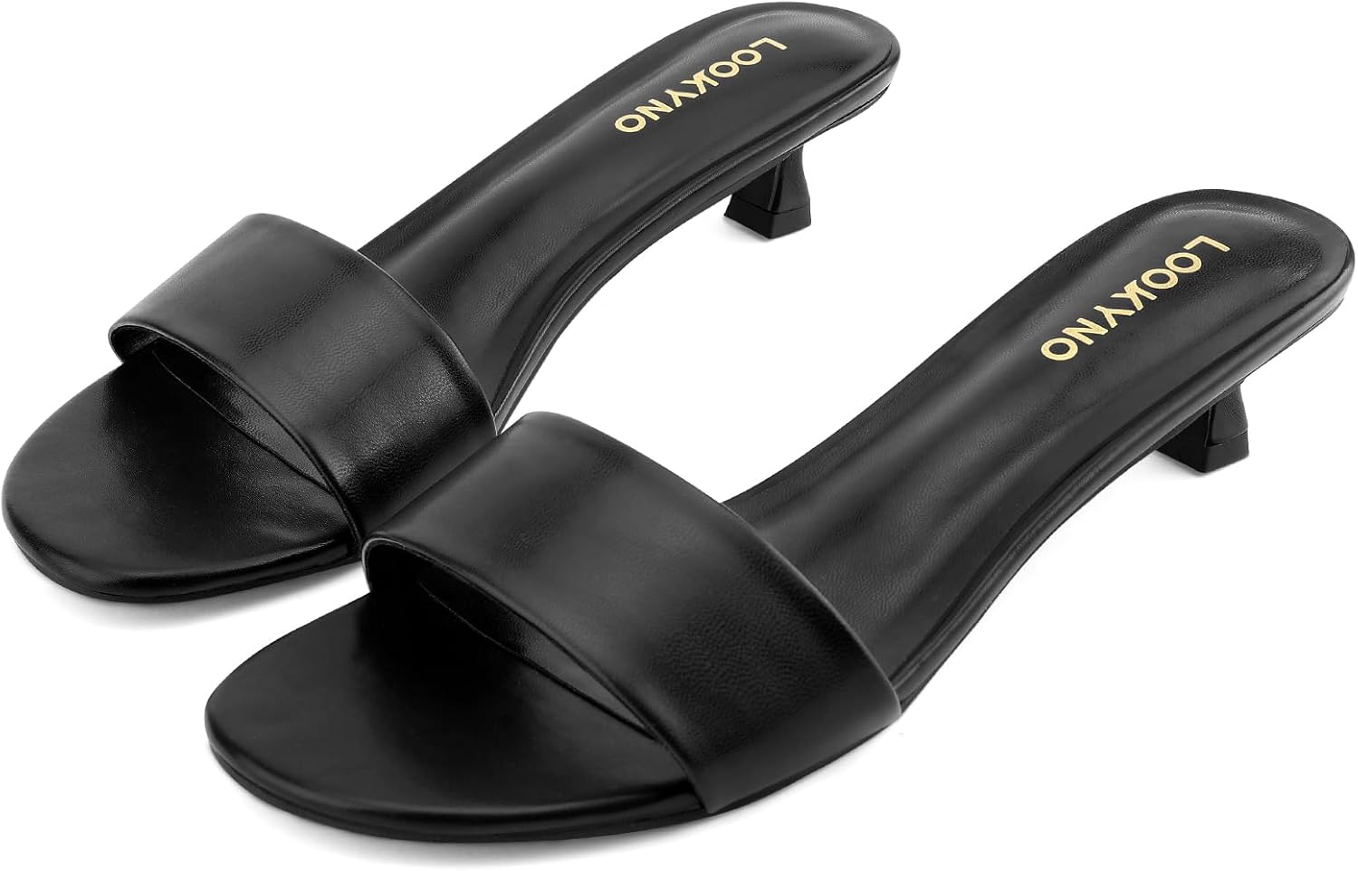 Size 37 Womens Heeled Sandals Open Round Toe Kitten Low Heels for Women Slip on Slide Sandals Mule Heels Fashion Comfort Dress Party Shoes
