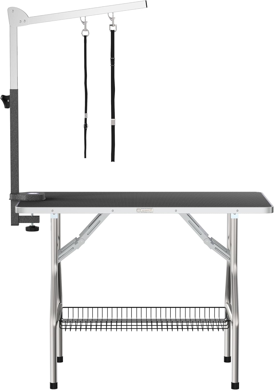 Flying Pig 38" Medium Size Heavy Duty Stainless Steel Frame Foldable Dog Pet Grooming Table (38x22, Black)