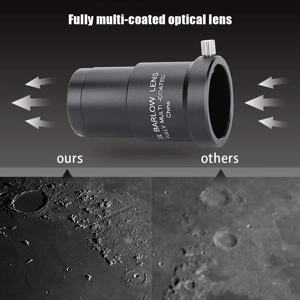 EBTOOLS Barlow Lens 3X 1.25 '' Tellow Telescopio Astronómico con Lente Barlow para Ocular con Recubrimiento Completo