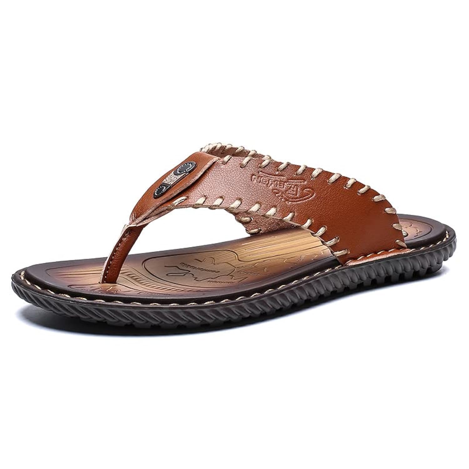 Mens Sandals Indoor and Outdoor Beach Flip Flop Casual Thong Leather Slip On Two uses Athletic Slipper Soft