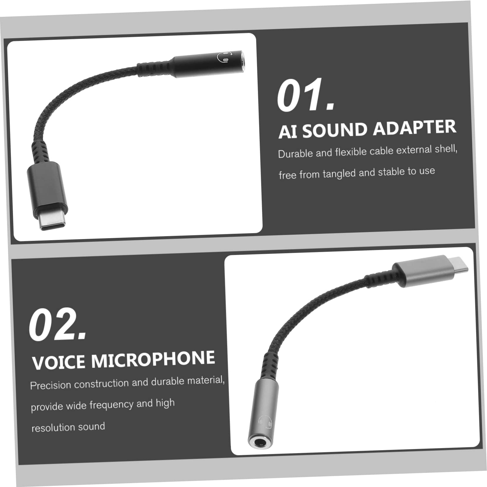 DOITOOL 6stücke Type-c Zu Audioadapter Kabel Für Kopfhörer Praktischer Für Handy Und Tablet Unterstützt Sprachsteuerung Und Musikwiedergabe Schwarz