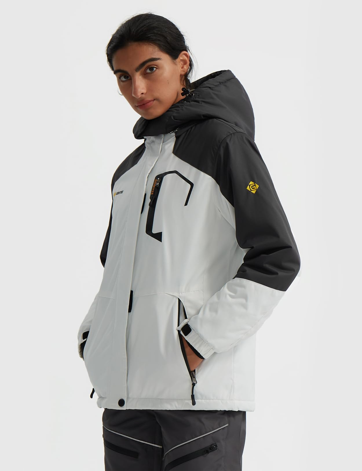 GEMYSE Donna Giacca da Sci impermeabile montagna Giacche Pile invernale antivento Cappotto con Cappuccio