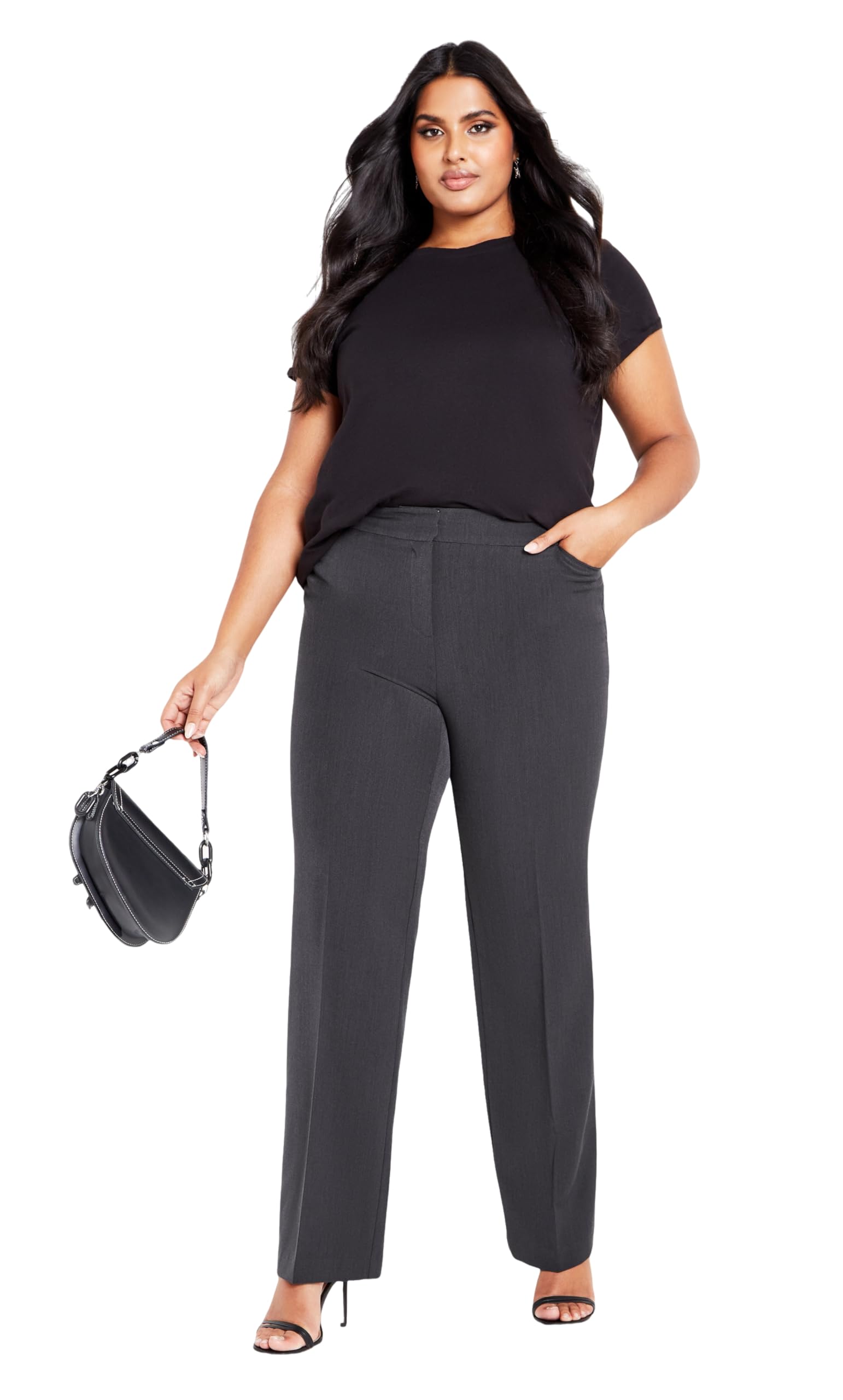 Avenue Womens Plus Size Cool Hand Trouser Charcoal