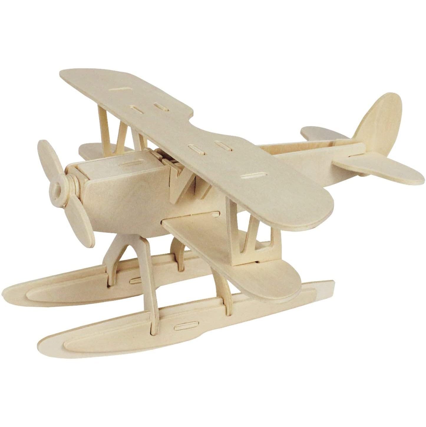 Marabu KiDS 3D 31700000002 Wooden Puzzle Seaplane with 28 Puzzle Pieces Made from FSC-Certified Wood, Approx. 21 x 9 cm, Simple Plug-In Technology, for Individual Painting and Design