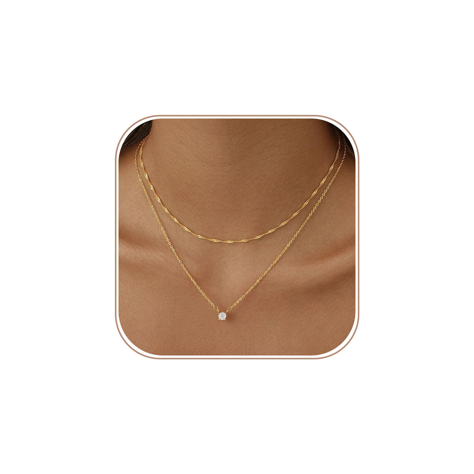 Layered Gold Necklace for Women 14K Gold Plated Flower Trendy Circle Pendant Layered Gold Necklaces Set Gold Necklace Satck Jewelry Gifts image 1
