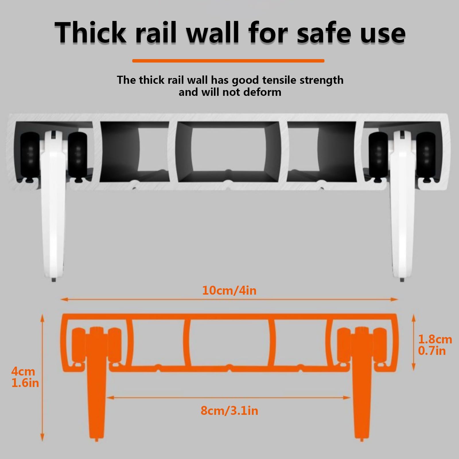 Rails de Rideaux Robustes à Double Rail, Rails de Montage au Plafond en Aluminium, pour cloison de séparation de Salon ou de Chambre, faciles à Installer (Gris, 75 cm/2,46 pi)