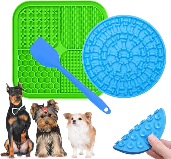 Licky Mats for Dogs, Dog Lick Mats 2Pcs Suction Training Lick Pad Slow