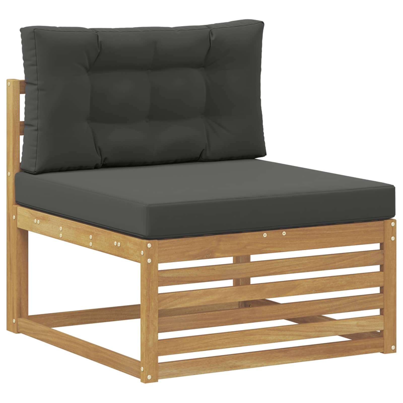 Divano centrale per esterni, in legno massiccio di acacia, bianco, set di mobili da giardino, per esterni, resistente alle intemperie, per giardino, terrazza, balcone, divano centrale