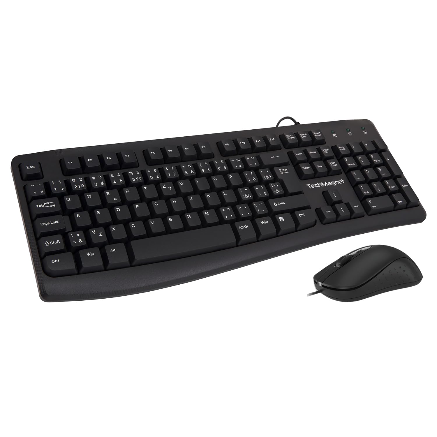 Tech Magnet Wired Keyboard and Mouse Combo for Windows | Optical Wired Mouse | Full-Size Keyboard | USB Plug-and-Play | Compatible with PC and Laptop | Black (Renewed)