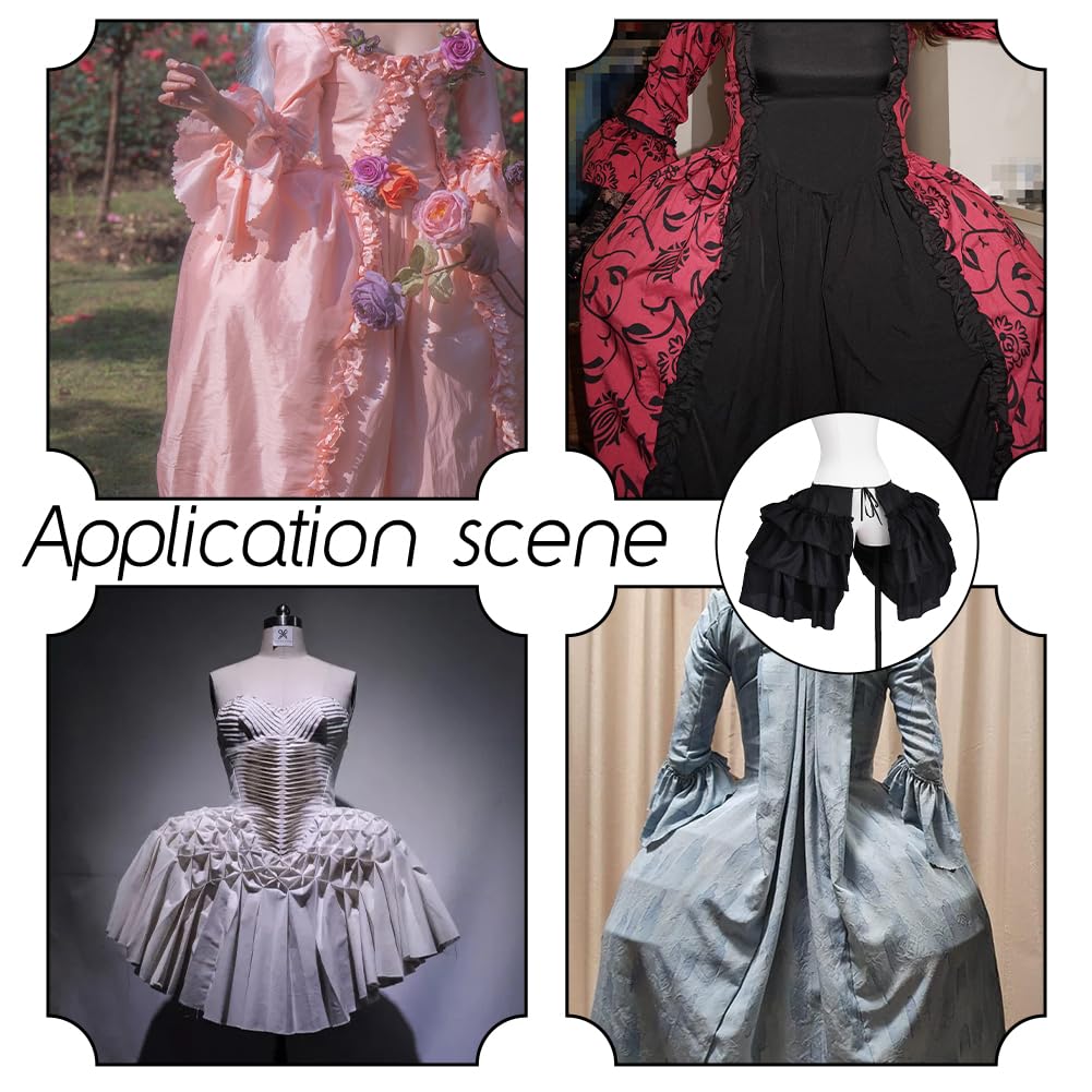 FINGERINSPIRE Petticoat im viktorianischen Reifen, Petticoat, Doppelrüschen, Petticoat für Theater, Rokoko-Stil, Polyester, 152 cm