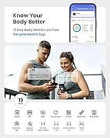 Vista 4 de RENPHO Báscula para peso corporal, báscula inteligente con IMC, grasa corporal, masa muscular, Bluetooth, 13 métricas con pantalla grande, Negro