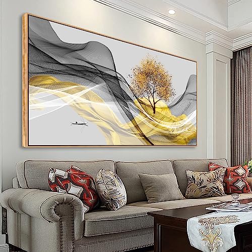 Tucai Decor Framed Wall Art Canvas Modern Light Luxury Abstract Ink Landscape Wall Art Canvas Framed for Living Room Decoration, Bedroom, Home and Office Wall Decor 20x40inch (Framed)