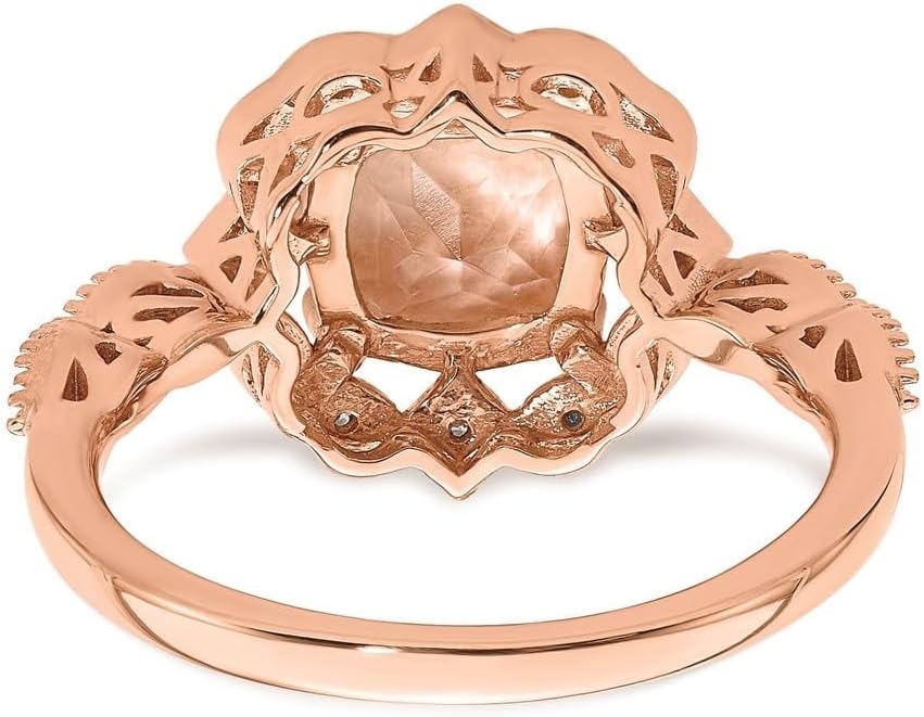 Diamond2Deal 14K Rose Gold Morganite Diamond Halo Complete Engagement Ring, 0.08Ct