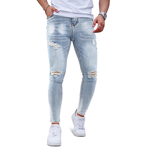 GINGTTO Mens Skinny Jeans Stretch Ripped Jeans Pants Men