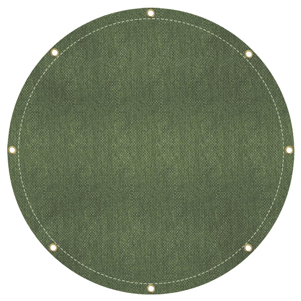 Covers & All Round Canvas Tarp, 16 oz 550 GSM 28 Mil Heavy Duty Multi-Purpose Tarpaulin Cover for Swimming Pools Hot Tubs Baseball Pitcher Mounds Haystacks and More (Olive Green, 15 Feet)