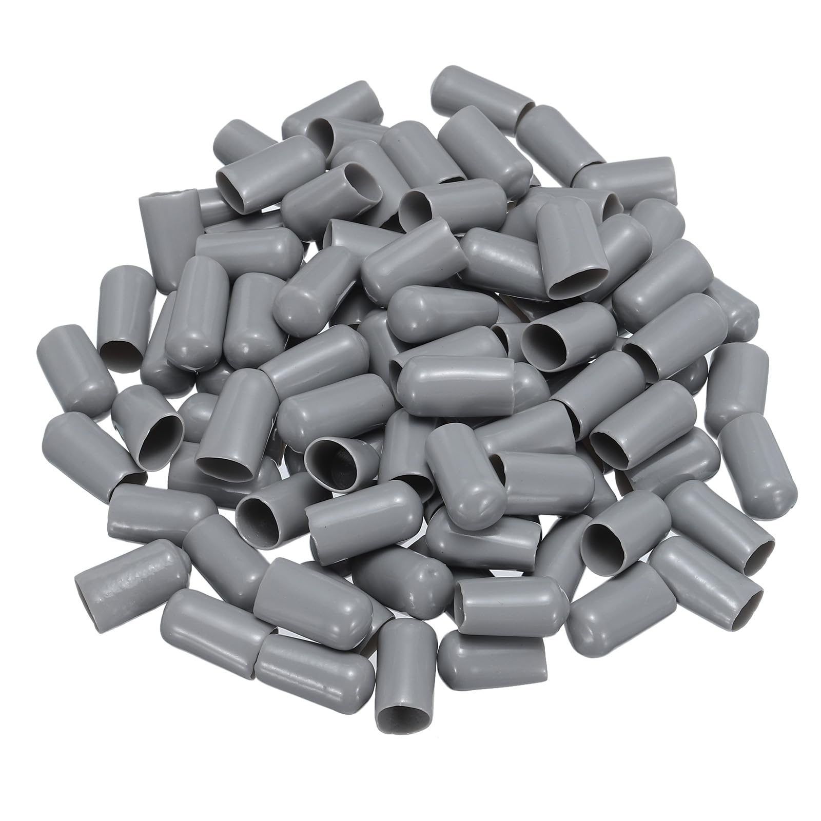 uxcell 100pcs Rubber End Caps 10mm(3/8") ID Vinyl PVC Round Tube Bolt Cap Cover Screw Thread Protectors Grey
