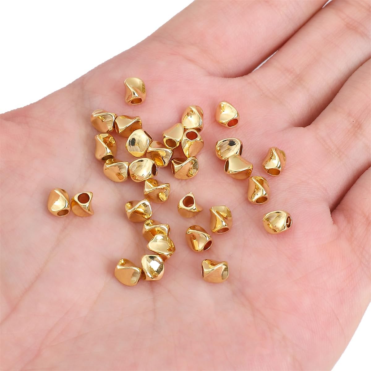 14K Gold Plated Twisted Spacer Beads 4x5mm 30pcs for Jewelry Making Findings Non Tarnish - Image 4