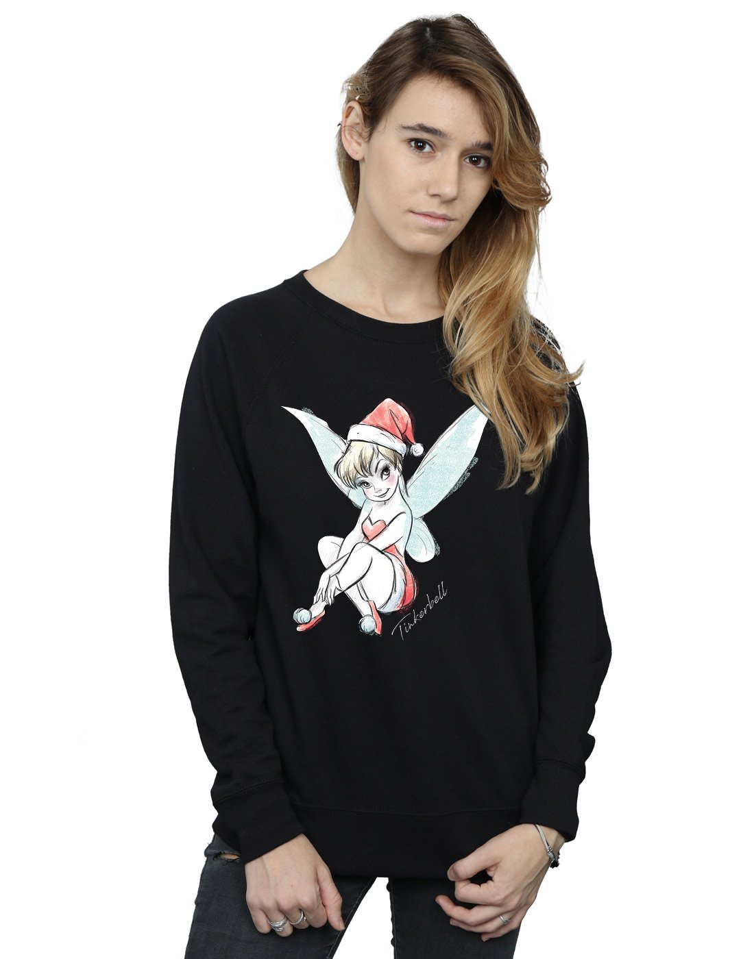 Disney Women's Black Tinkerbell Christmas Fairy Sweatshirt In | Size: Xl
