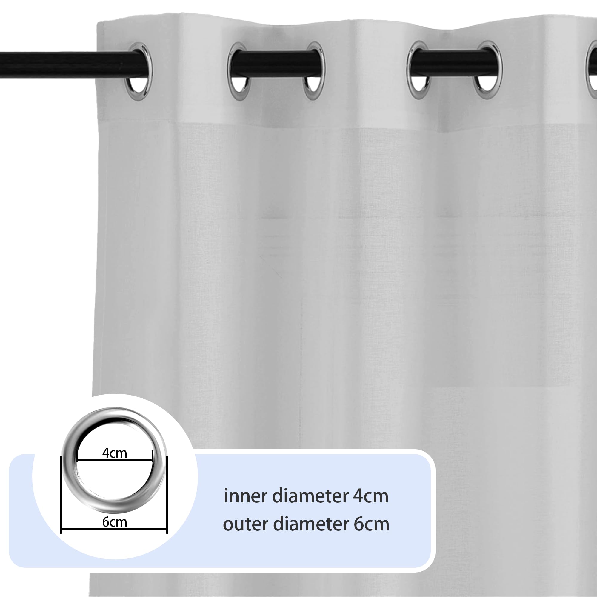 Zasłon Z Woalu 700 x 220 cm Przewiewne Zasłony Na Przelotkach Elegancka Klasyczna, Do Sypialni Salonu Kuchni Pokoju Dziennego, Jasny szary