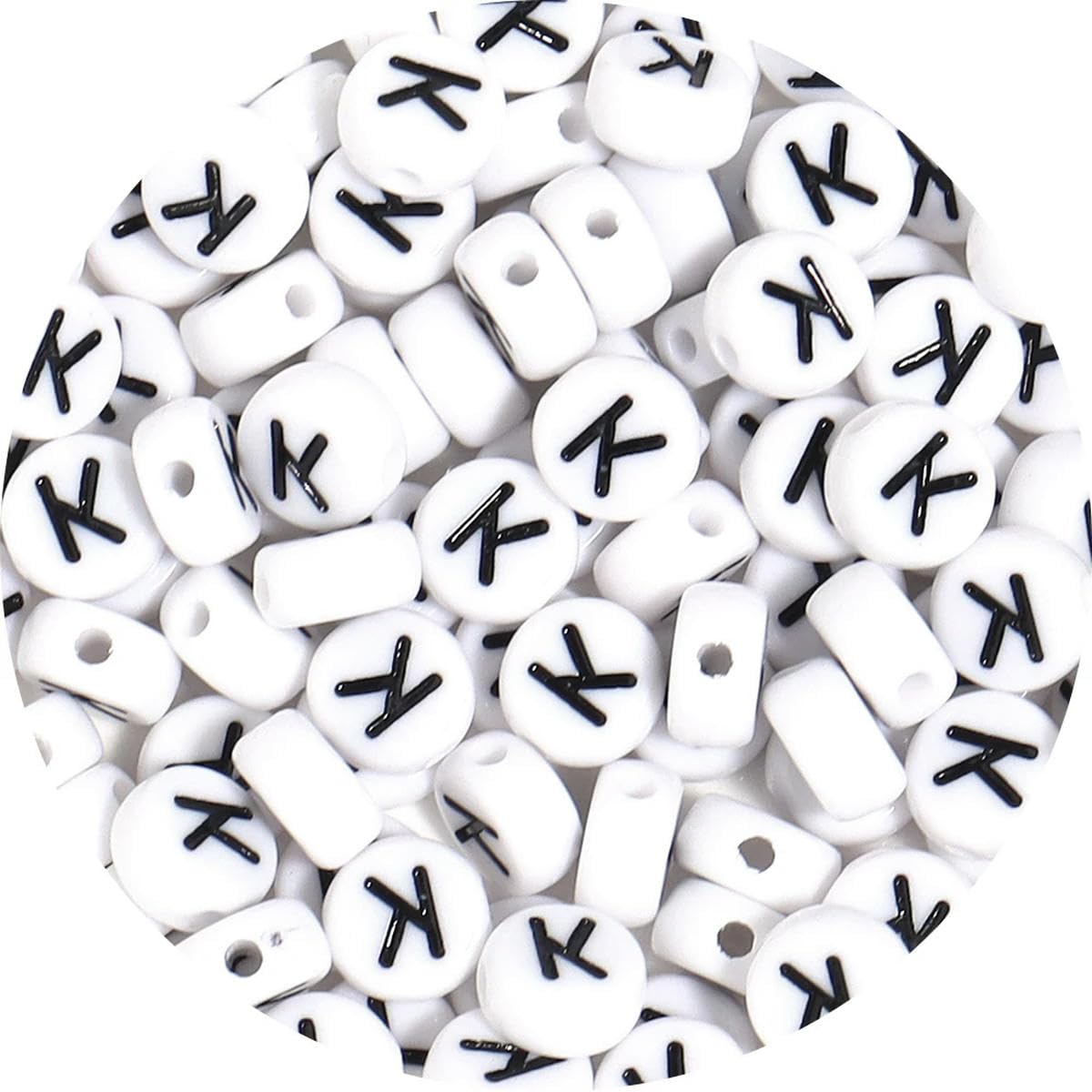 HUIOYG 100pcs/Lot Alphabet Beads Flat Round Letter Acrylic for Jewelry Making