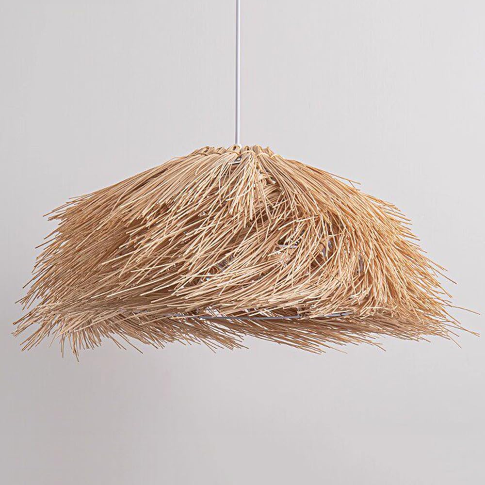 LYMSXAZOU Handwoven Bird's Nest Ceiling Light Creative Southeast Asia Rattan Chandelier Fixture Zen Decor Hanging in Grass Vine Tearoom Restaurant for Dining Room Hallway