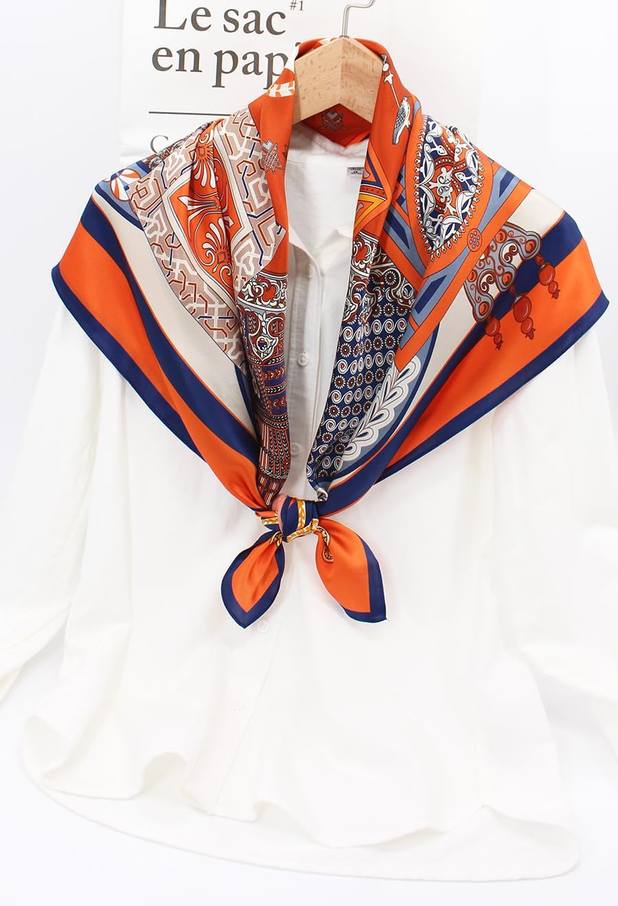 ANDANTINO 100% Pure Mulberry Silk Scarf 35" Large Square Lightweight Headscarf –Women’s Hair Wraps-With Gift Packed - Image 4