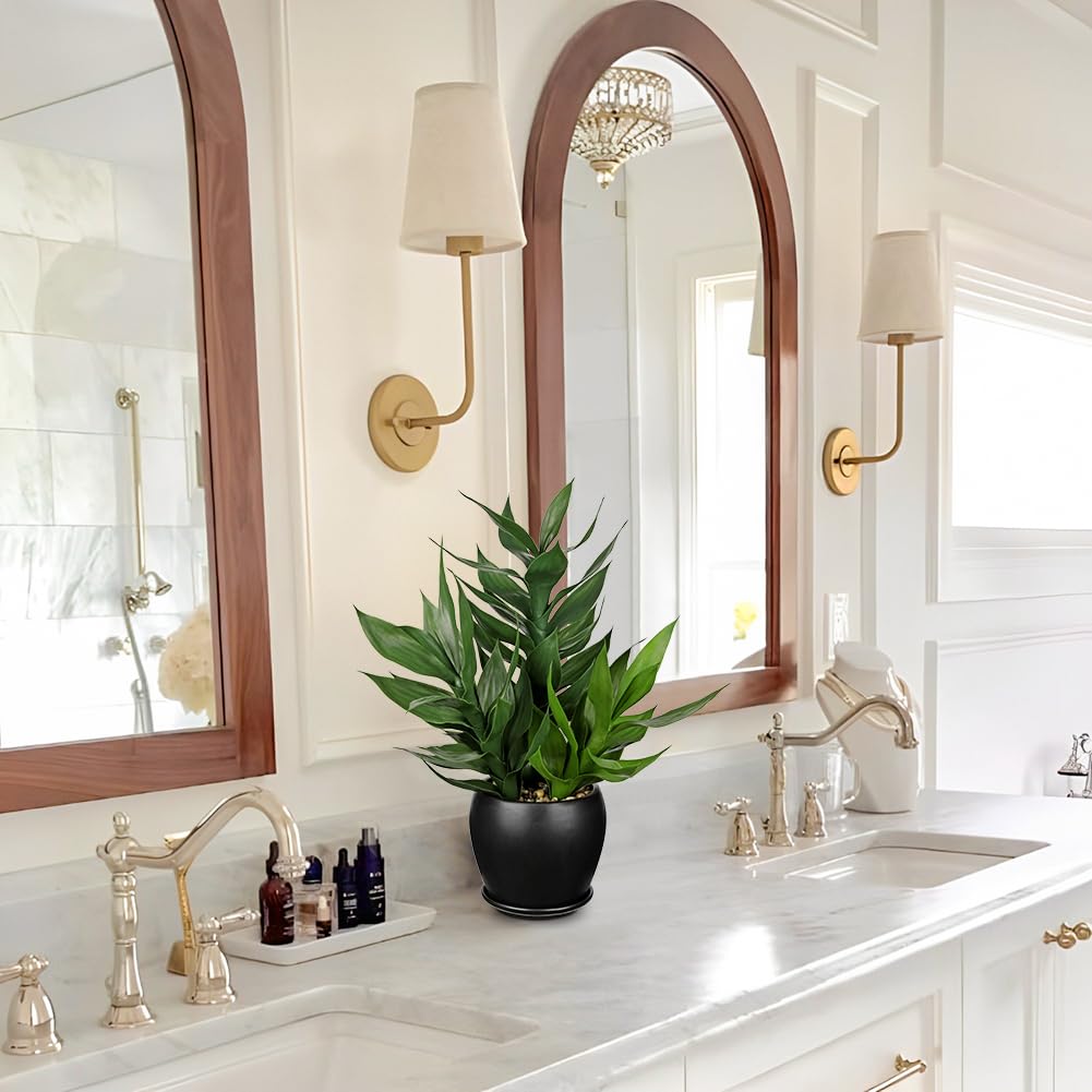 Plantas artificiales de bambú para interiores, 19.6 pulgadas de alto, planta de bambú falsa de la suerte en maceta negra, plantas verdes artificiales decorativas para el hogar, oficina, cocina