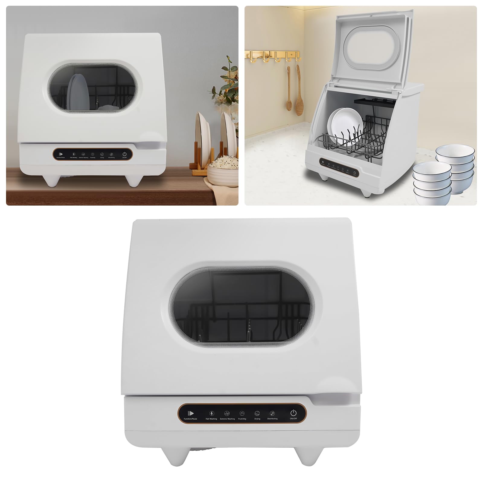 Lavastoviglie da tavolo, mini lavastoviglie portatile, mini lavastoviglie con serbatoio dell'acqua da 5 l e 5 programmi, piccola lavastoviglie da tavolo per casa, ufficio, campeggio