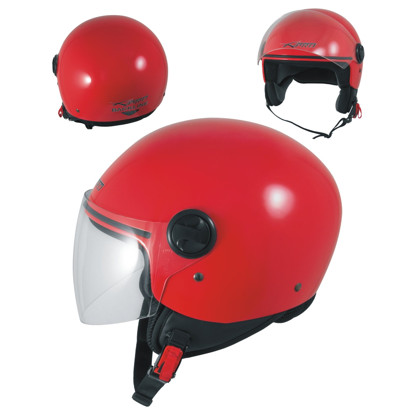 A-pro Casque Jet Moto Scooter Quad Avec Visiere ECE 22 Bleu
