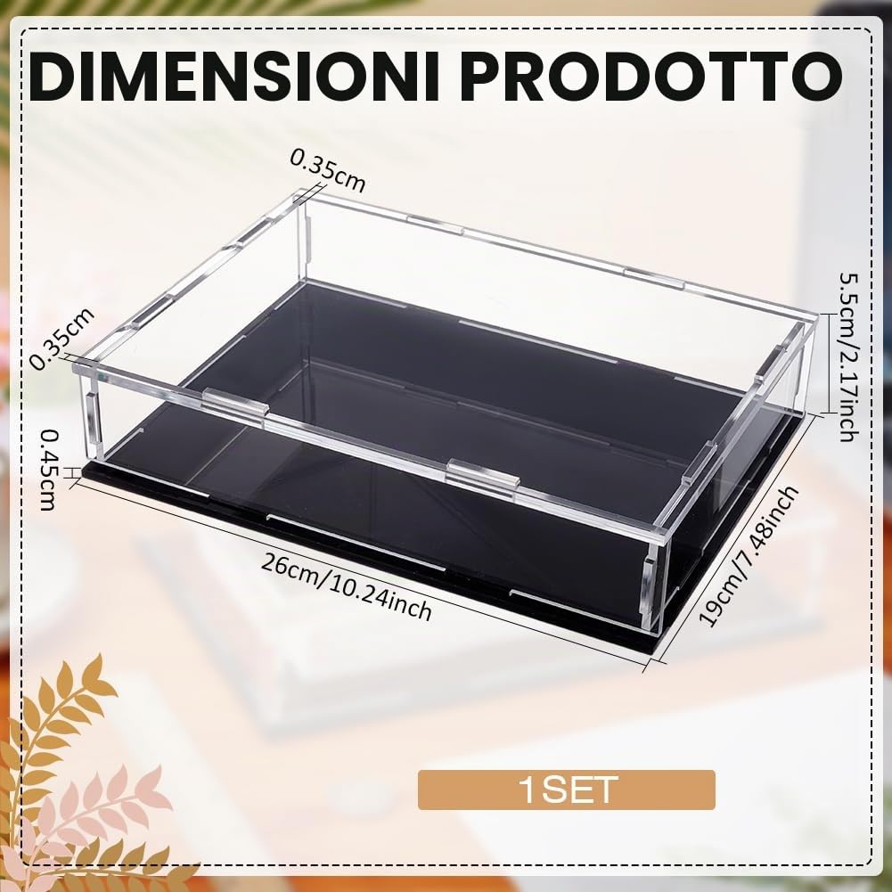 FINGERINSPIRE Vetrina Libro Acrilico Assemblare Scatola Trasparente Sfondo Nero Coperchio Display per La Visualizzazione e L'Organizzazione di Libri
